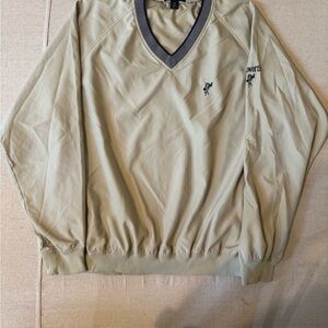Vintage Ashworth Khaki and Navy V-Neck Pullover